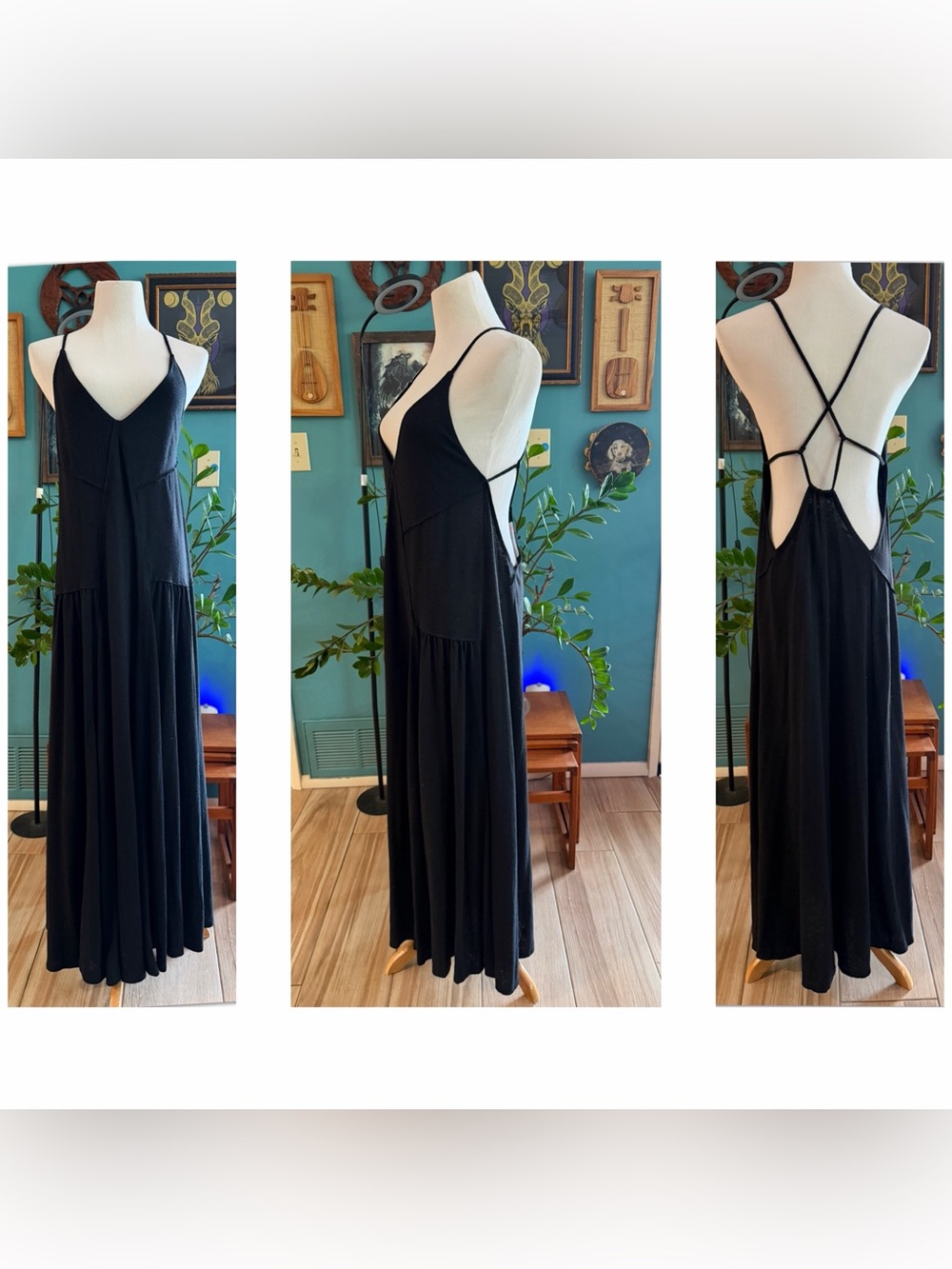 Free People Beach Eros Maxi Dress Black SZ S NWOT